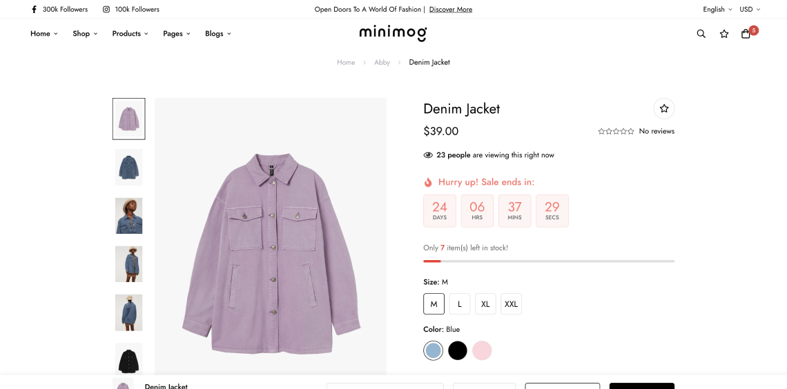 Product with upsell addons